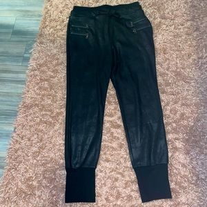 black leather joggers